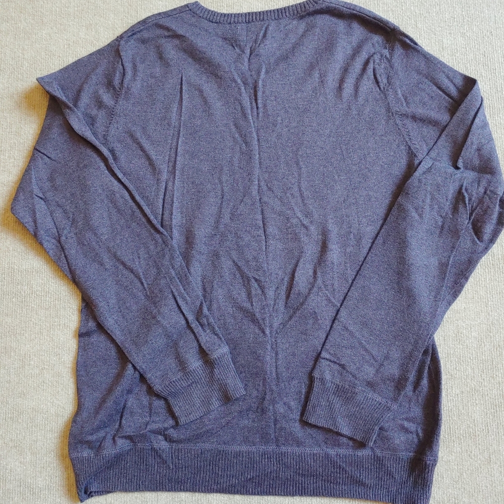 Sonoma V Neck Sweater Men's Size Large Purple Long Sleeve 100% Cotton - Picture 5 of 6